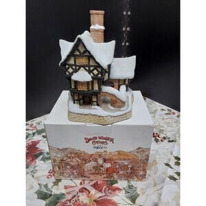 David Winter Cottage Special Christmas 1990 Mister Fezziwig's Emporium Signed